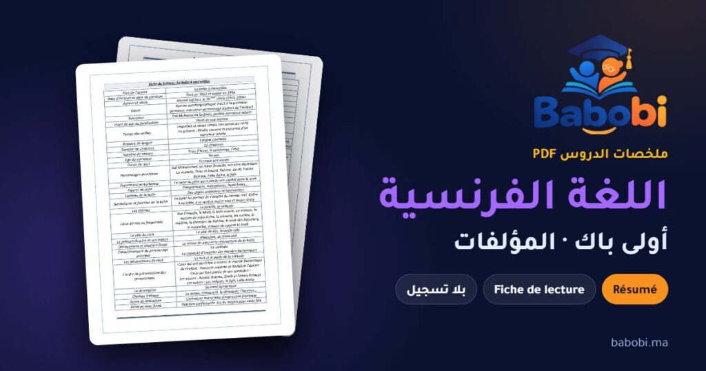 ملخصات اللغة الفرنسية أولى باك 2026-2027 PDF: La Boîte à merveilles و Antigone و Le Dernier jour d’un condamné