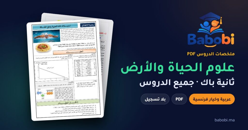 ملخصات دروس علوم الحياة والأرض ثانية باك 2026-2027 PDF — علوم تجريبية وعلوم رياضية وخيار فرنسية